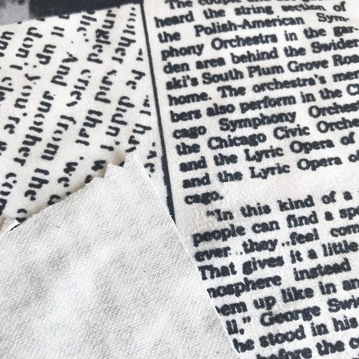 Newspaper Printed Suede Fabric