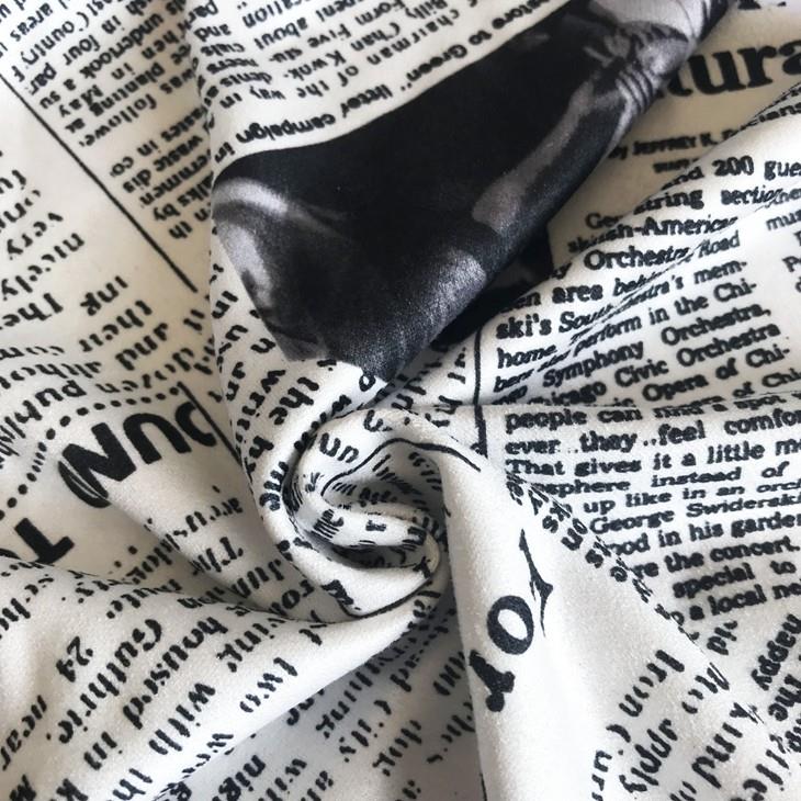 Newspaper Printed Suede Fabric