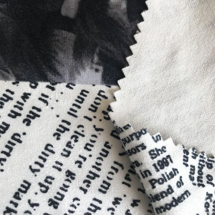 Newspaper Printed Suede Fabric